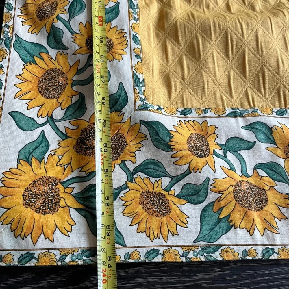 French Countryside Sunflower Tablecloth Cover Quilted France 94x54 Cottagecore